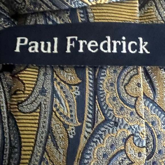 Paul Fredrick Blue and Gold Paisley Tie - Picture 2 of 5